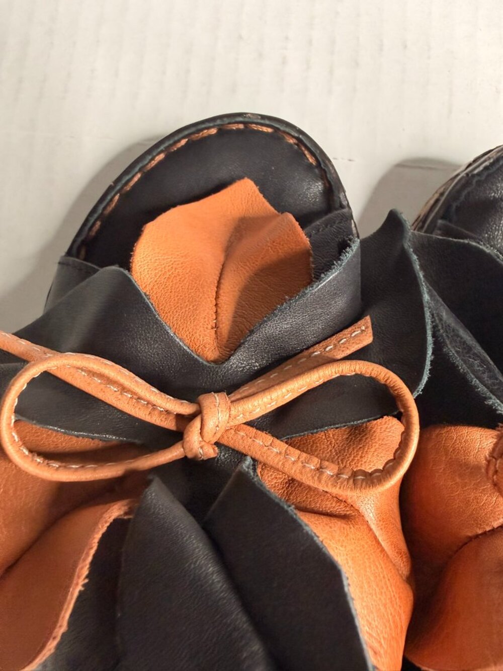 Spring Step Hilary Leather Flower Slide Sandals Black EU38 US 7.5-8 - Picture 5 of 9
